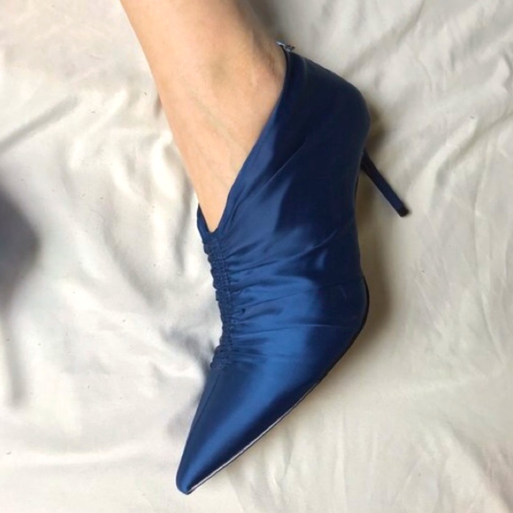 Zara Satin Bootie style Cinched Gathered Heels